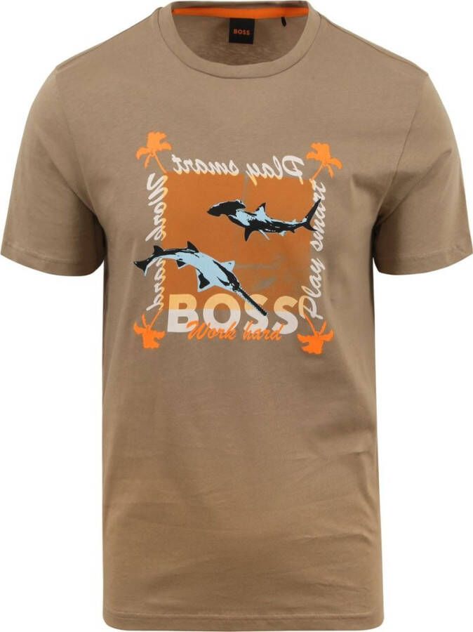 Boss Orange T-shirt met motiefprint model 'Shark'