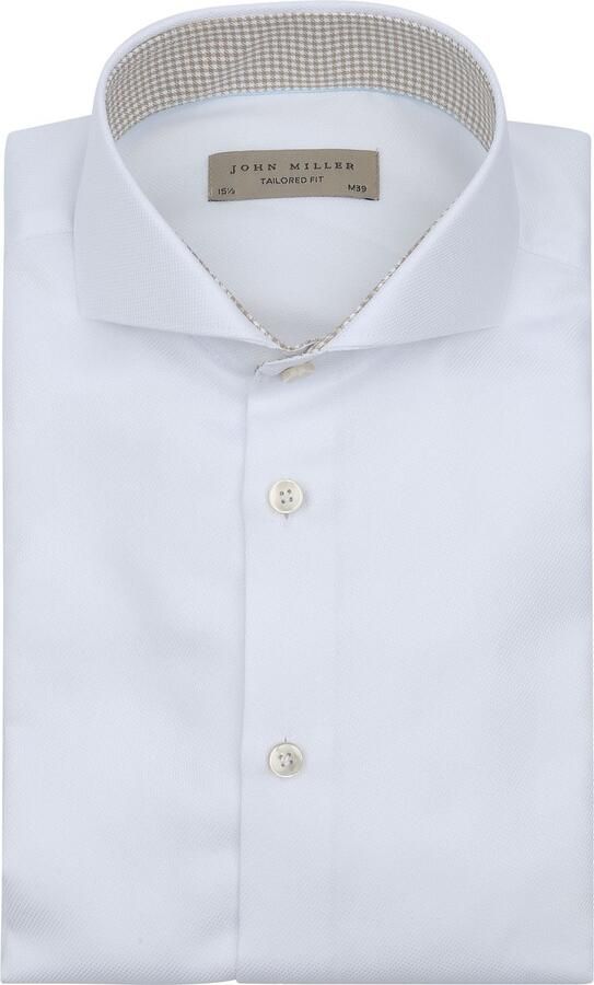 John Miller Overhemd Contrast Wit