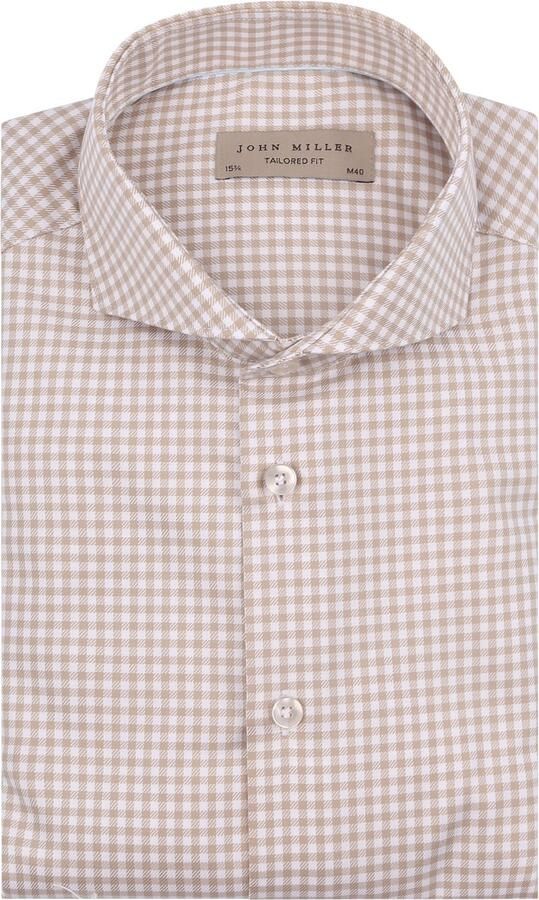 John Miller Overhemd Ruiten Beige