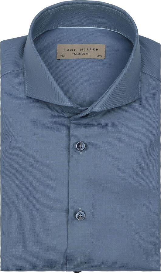 John Miller Overhemd Twill Indigo - Foto 1