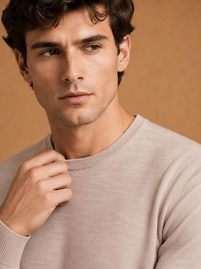 KING Essentials The John Pullover Merino Greige - Foto 3