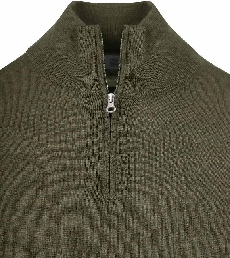 KING Essentials The Michael Half Zip Pull Army Merino Groen - Foto 2