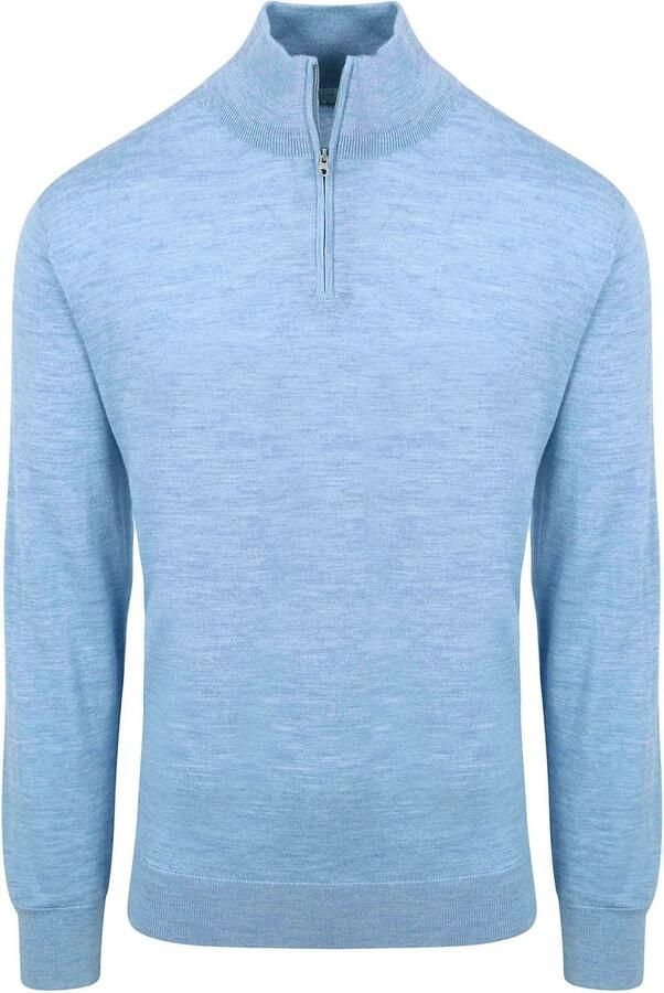KING Essentials The Michael Half Zip Pull Merino Lichtblauw