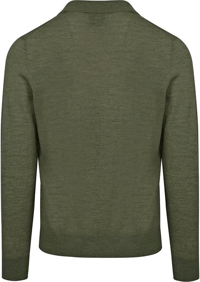 KING Essentials The Robert Long Sleeve Poloshirt Merino Army Groen