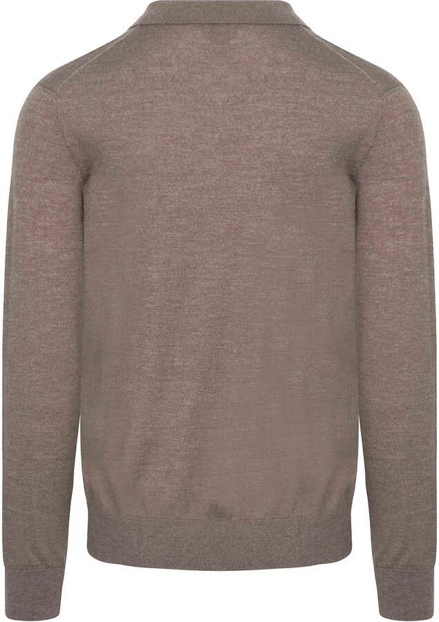 KING Essentials The Robert Long Sleeve Poloshirt Merino Bruin - Foto 3