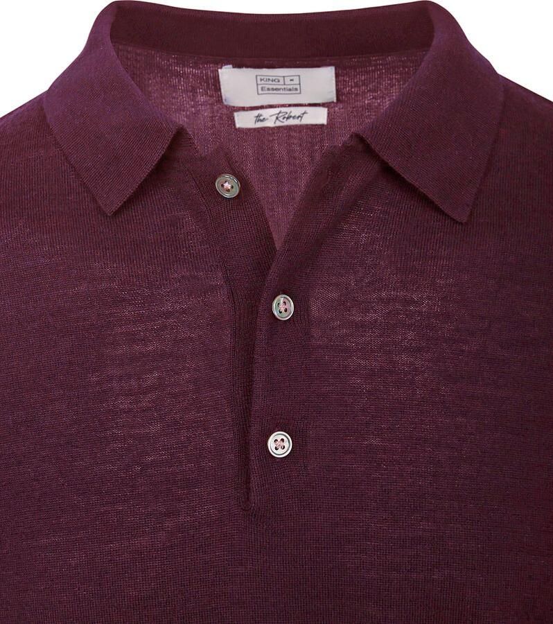 KING Essentials The Robert Long Sleeve Poloshirt Merino Burgundy - Foto 2