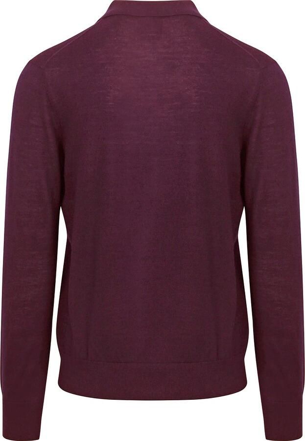 KING Essentials The Robert Long Sleeve Poloshirt Merino Burgundy - Foto 3