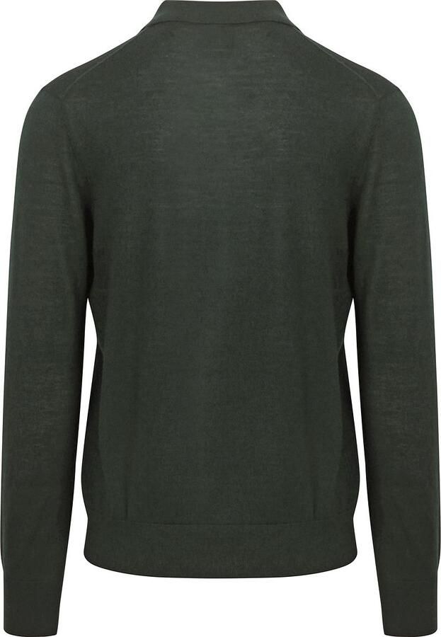 KING Essentials The Robert Long Sleeve Poloshirt Merino Donkergroen - Foto 3