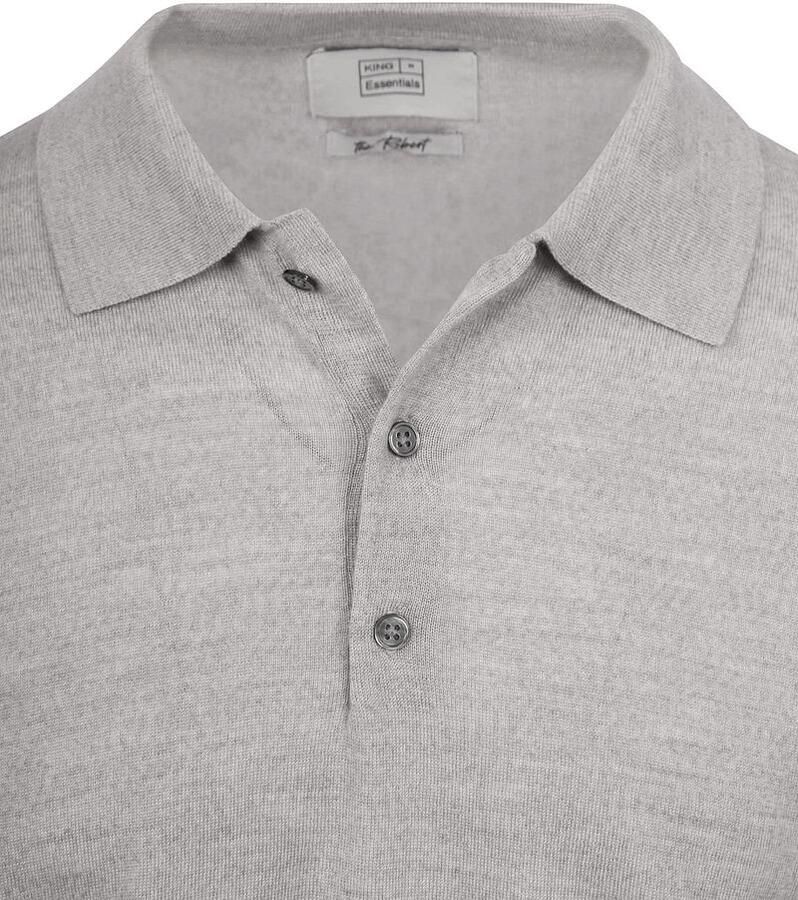KING Essentials The Robert Long Sleeve Poloshirt Merino Grijs - Foto 2