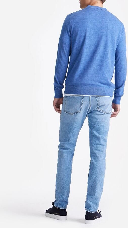 KING Essentials The Robert Long Sleeve Poloshirt Merino Mid Blauw