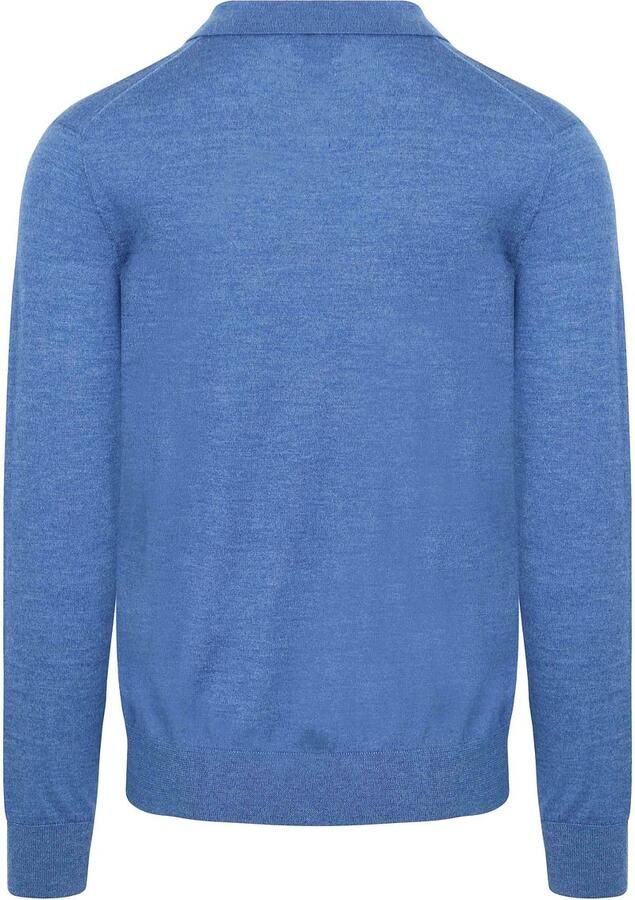 KING Essentials The Robert Long Sleeve Poloshirt Merino Mid Blauw - Foto 3