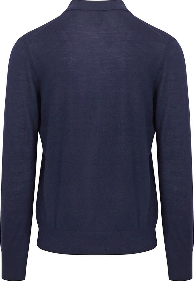 KING Essentials The Robert Long Sleeve Poloshirt Merino Navy