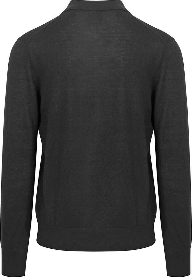 KING Essentials The Robert Long Sleeve Poloshirt Merino Zwart - Foto 3