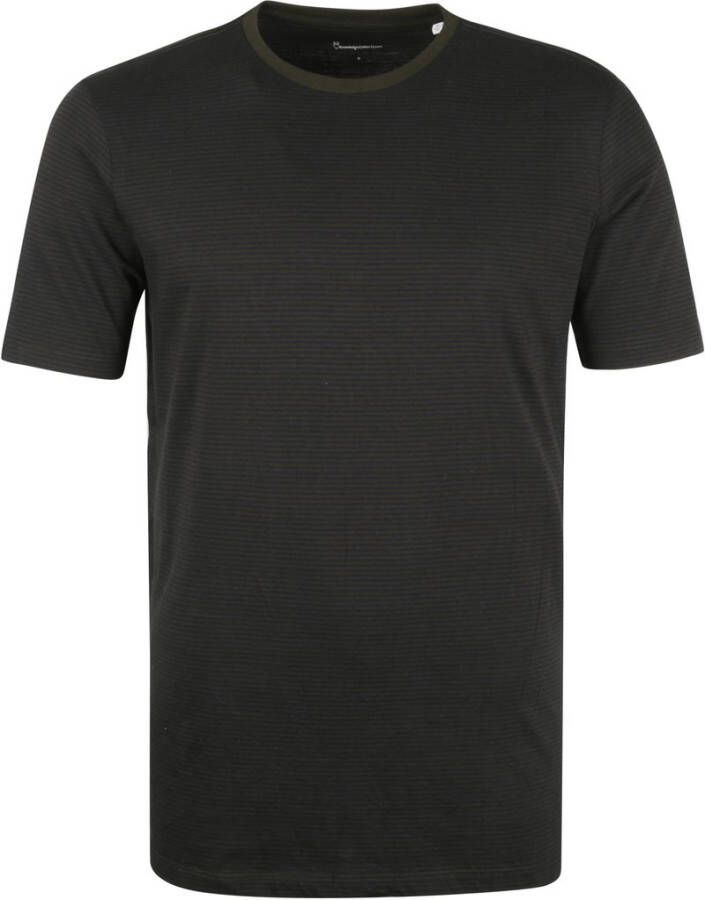 KnowledgeCotton Apparel Gestreept T-shirt Donkergroen