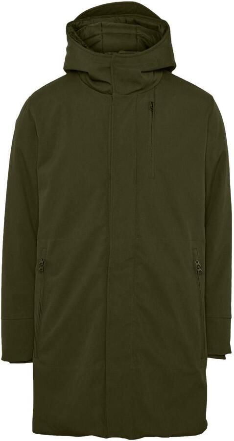Knowledge Cotton Apparel Parka Jas Donkergroen