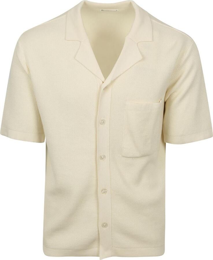Knowledge Cotton Apparel Overhemd Lange Mouw Knitted Top Off White