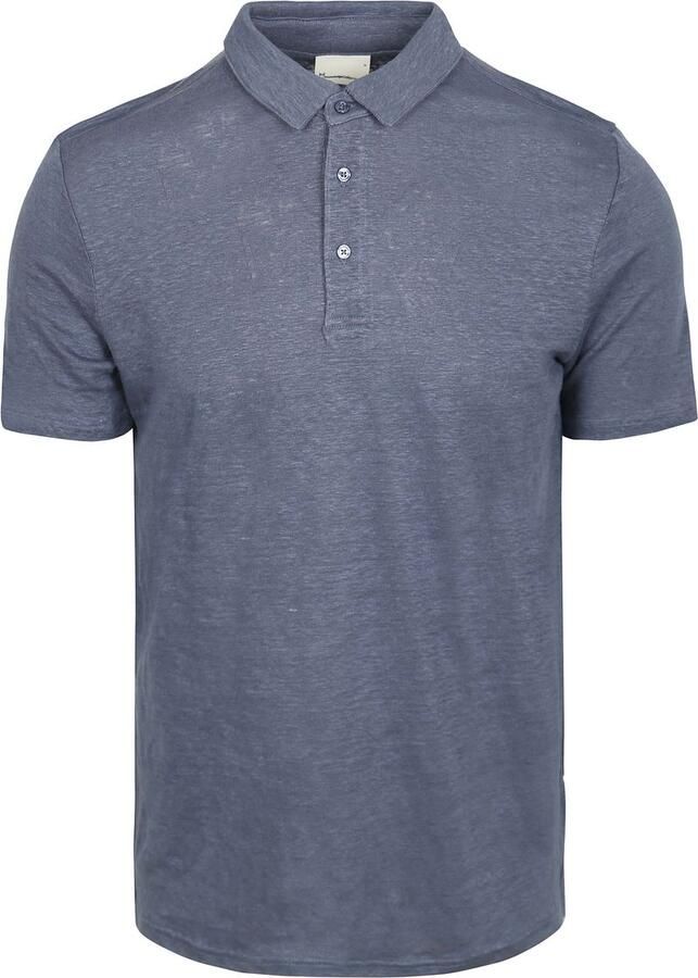 Knowledge Cotton Apparel T-shirt Knowledge Polo Regular Linnen Indigo