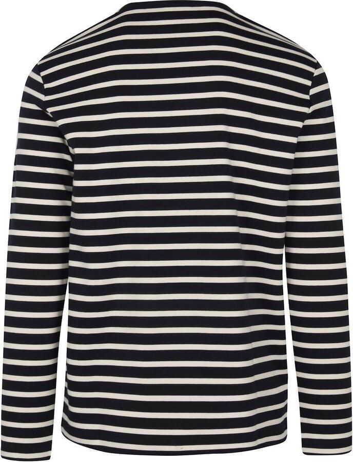 Knowledge Cotton Apparel KnowledgeCotton Apparel Longsleeve T-shirt Strepen Donkerblauw Blauw Heren - Foto 3