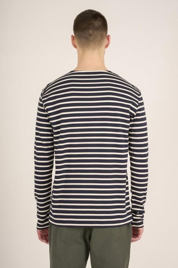 Knowledge Cotton Apparel KnowledgeCotton Apparel Longsleeve T-shirt Strepen Donkerblauw Blauw Heren - Foto 4