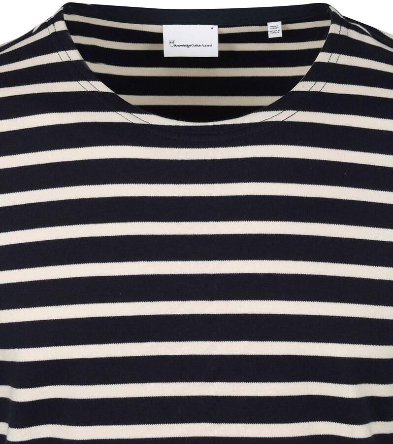 Knowledge Cotton Apparel KnowledgeCotton Apparel Longsleeve T-shirt Strepen Donkerblauw Blauw Heren - Foto 2