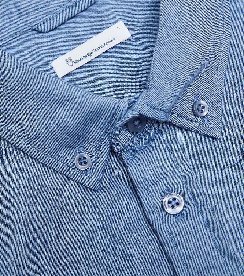 KnowledgeCotton Apparel Overhemd Blauw - Foto 2