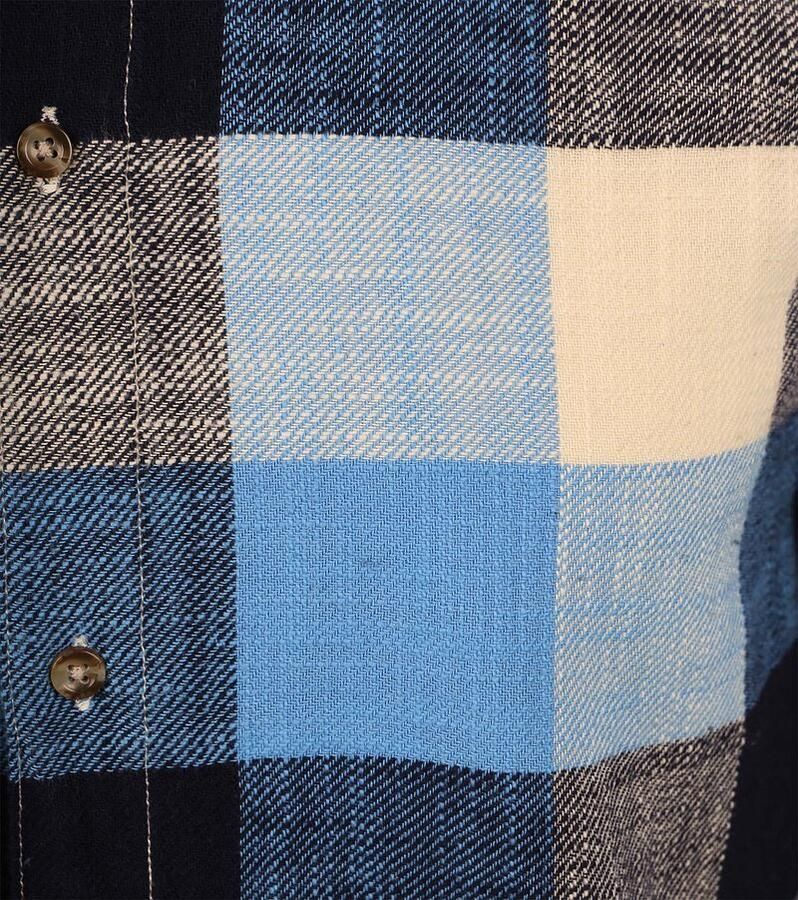 KnowledgeCotton Apparel Overhemd Blauw Ruiten - Foto 2
