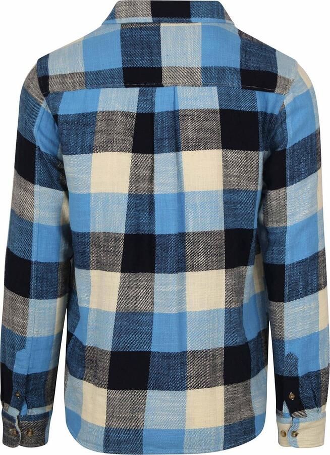 KnowledgeCotton Apparel Overhemd Blauw Ruiten - Foto 4