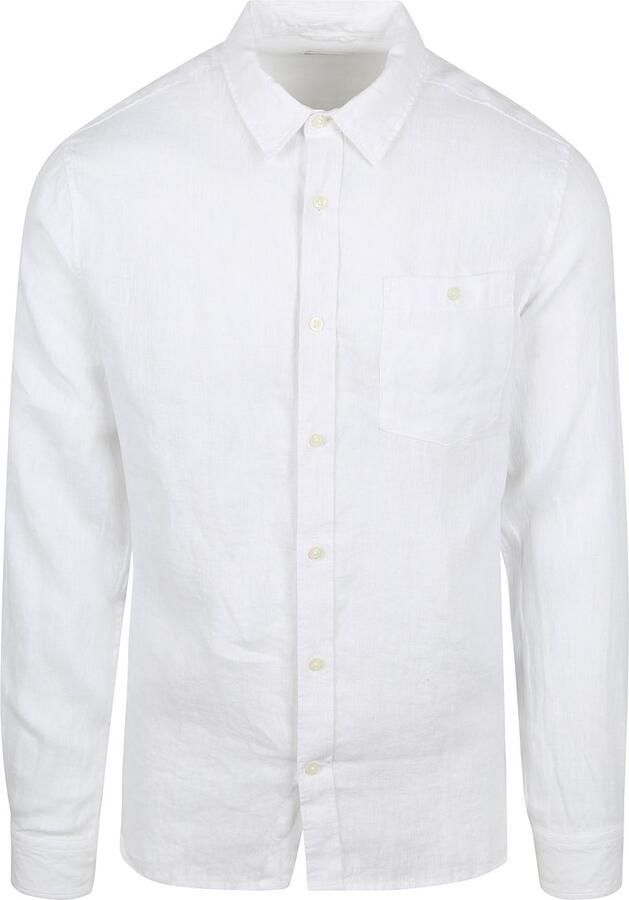 Knowledge Cotton Apparel Overhemd Lange Mouw Overhemd Linnen Wit