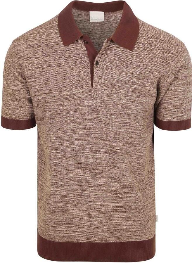 Knowledge Cotton Apparel T-shirt Polo Knitted Chocolate