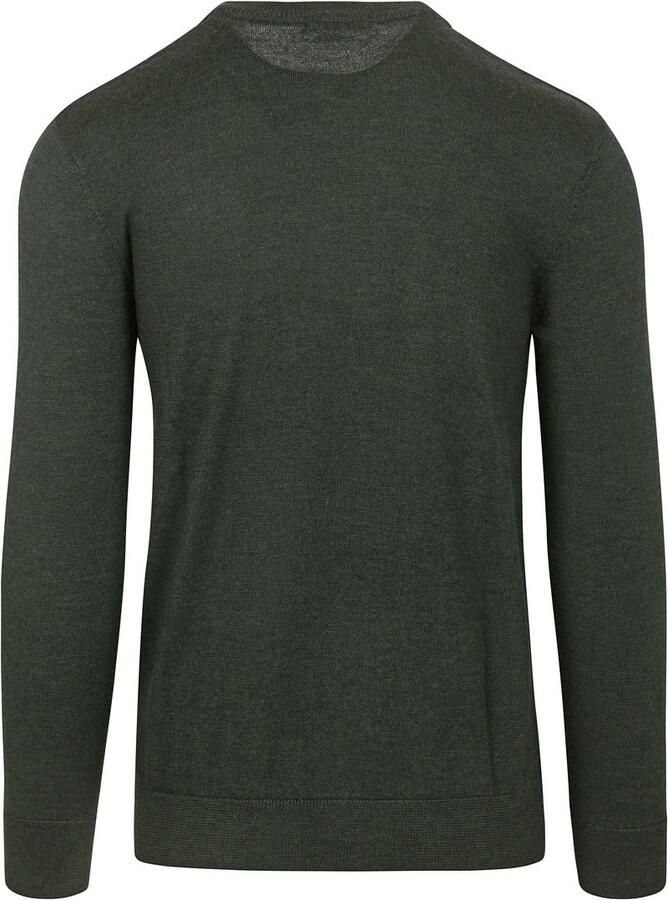 Knowledge Cotton Apparel Sweater Pullover Wol Donkergroen
