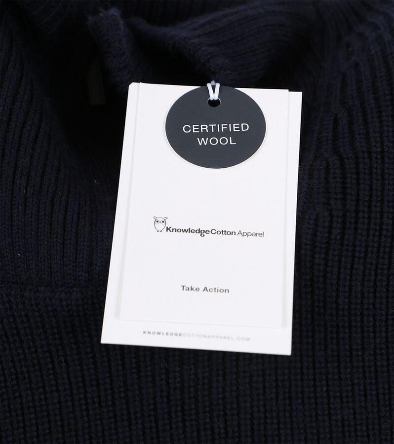 Knowledge Cotton Apparel Sweater Pullover Wol Navy Halfzip