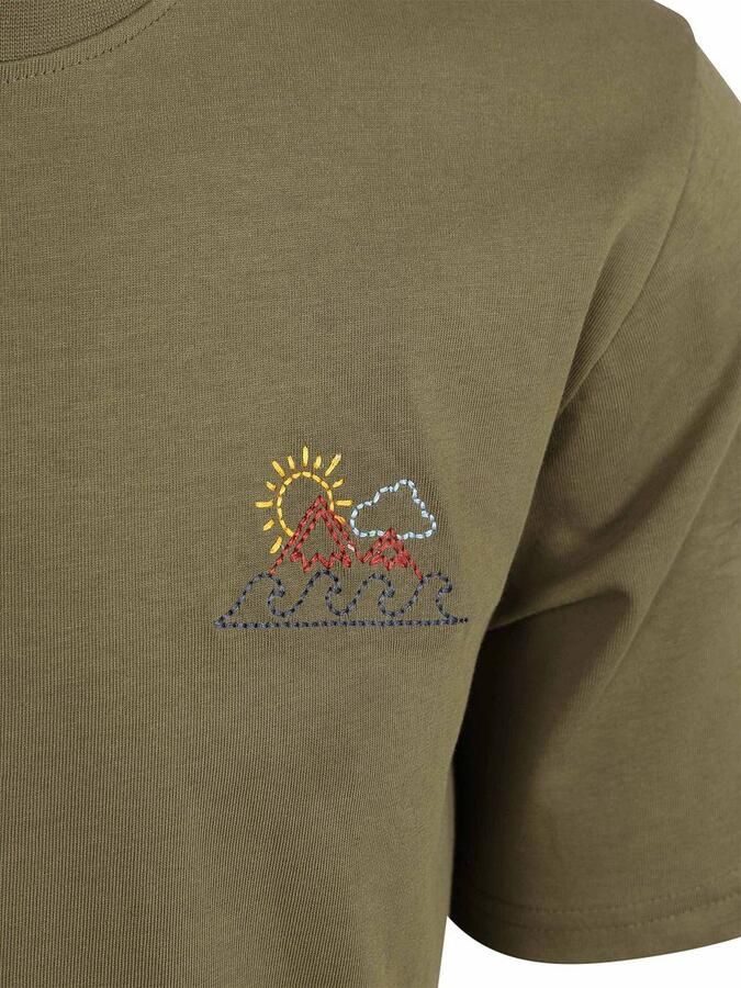 KnowledgeCotton Apparel T-shirt Olive Chest Print - Foto 2
