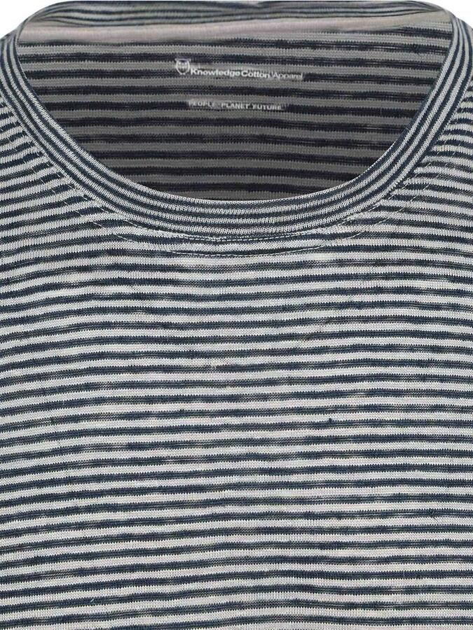 KnowledgeCotton Apparel T-shirt Streep Navy - Foto 2