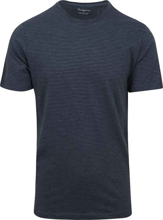 Knowledge Cotton Apparel T-shirt Strepen Navy