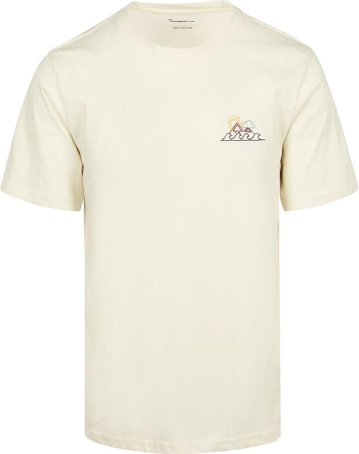 KnowledgeCotton Apparel T-shirt Wit Chest Print