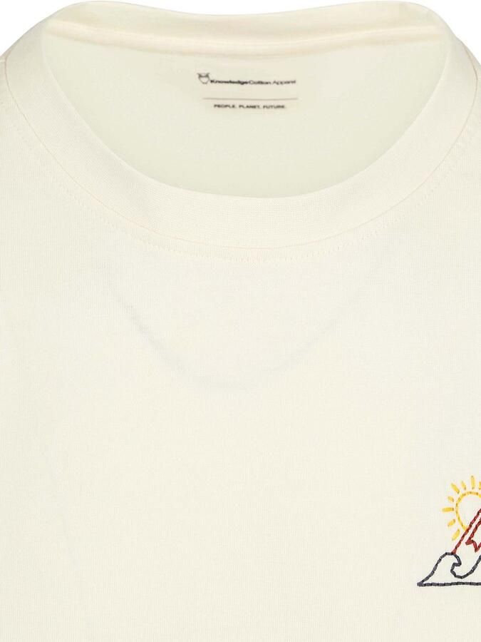 KnowledgeCotton Apparel T-shirt Wit Chest Print - Foto 3