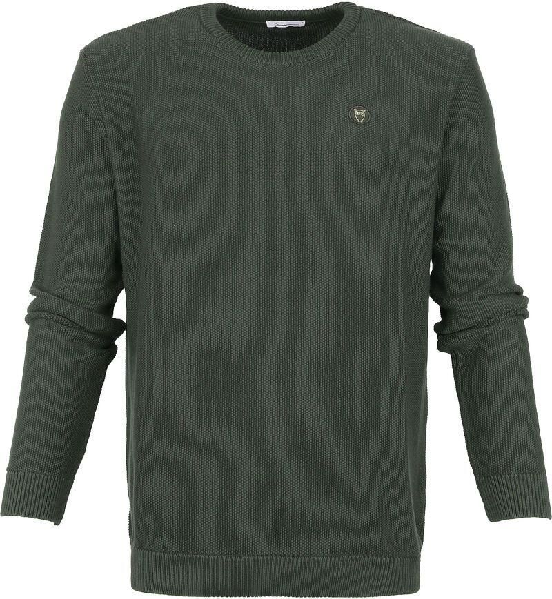 Knowledge Cotton Apparel KnowledgeCotton Apparel Trui Field Donkergroen Groen Heren