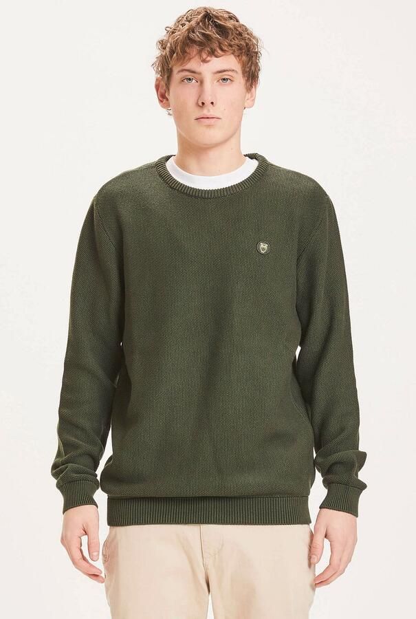 Knowledge Cotton Apparel KnowledgeCotton Apparel Trui Field Donkergroen Groen Heren - Foto 3