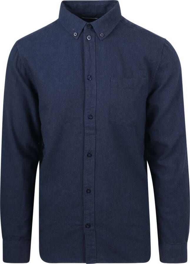 KnowledgeCotton Apparel Overhemd Flanel Donkerblauw