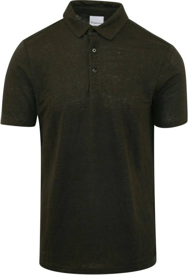 Knowledge Cotton Apparel KnowledgeCotton Apparel Poloshirt Linnen Donkergroen Groen Heren