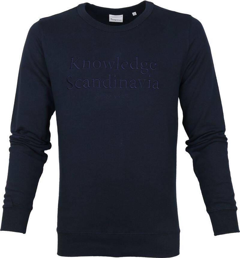 Knowledge Cotton Apparel Sweater Trui Elm Donkerblauw