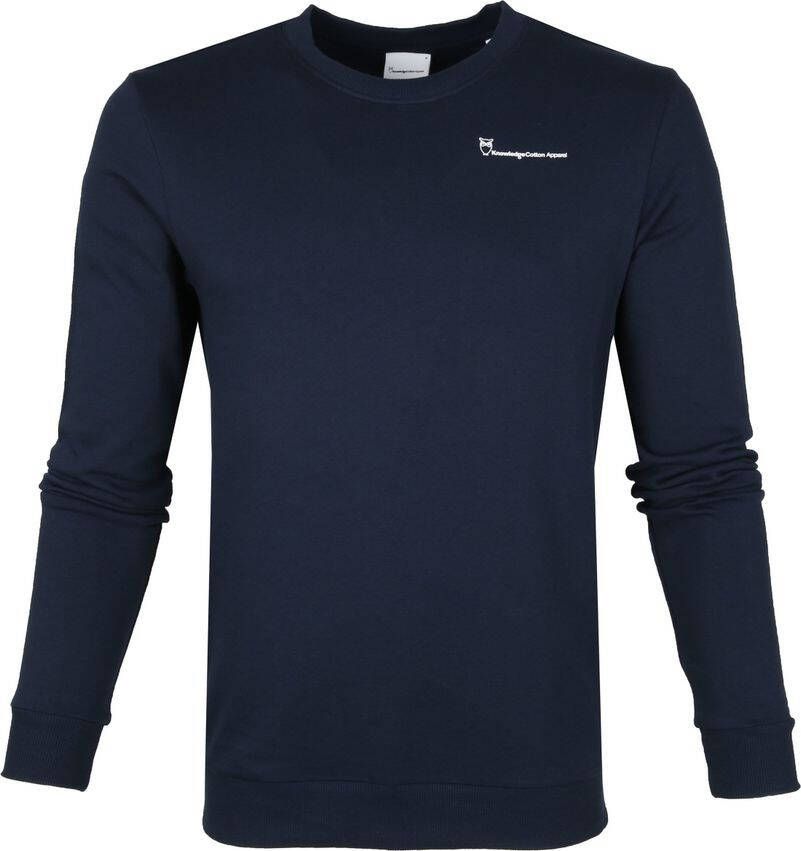 Knowledge Cotton Apparel sweater Elm van biologisch katoen donkerblauw