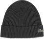Lacoste Zwarte Geribbelde Handschoenen met Omgeslagen Manchet Black Heren - Thumbnail 1