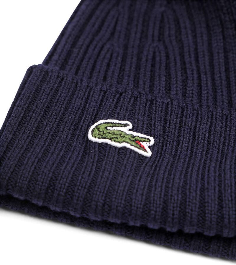 Lacoste Blauwe Geribbelde Krokodil Logo Hoed Blue