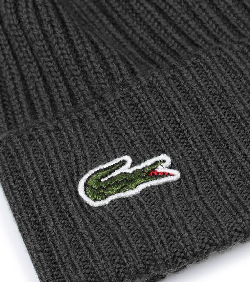 Lacoste Zwarte Geribbelde Handschoenen met Omgeslagen chet Black