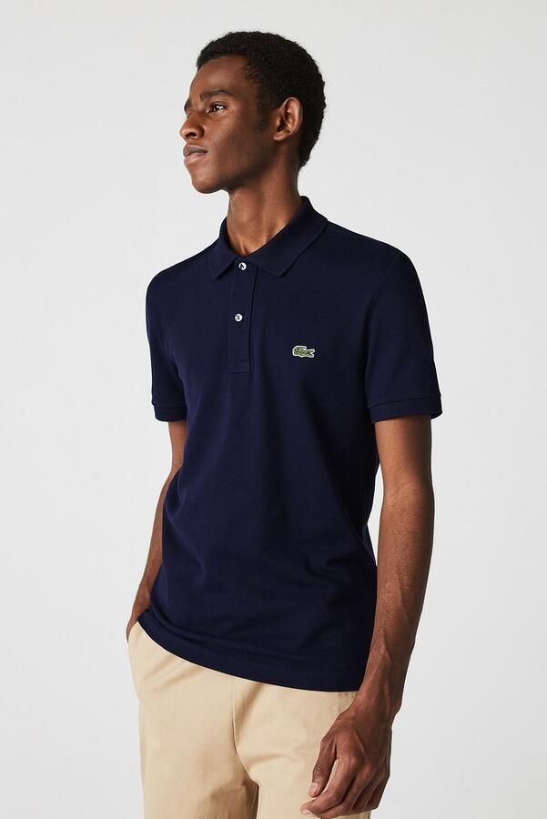 Lacoste Slim fit polo van effen petit piqué Navy Blue Blauw Heren - Foto 9