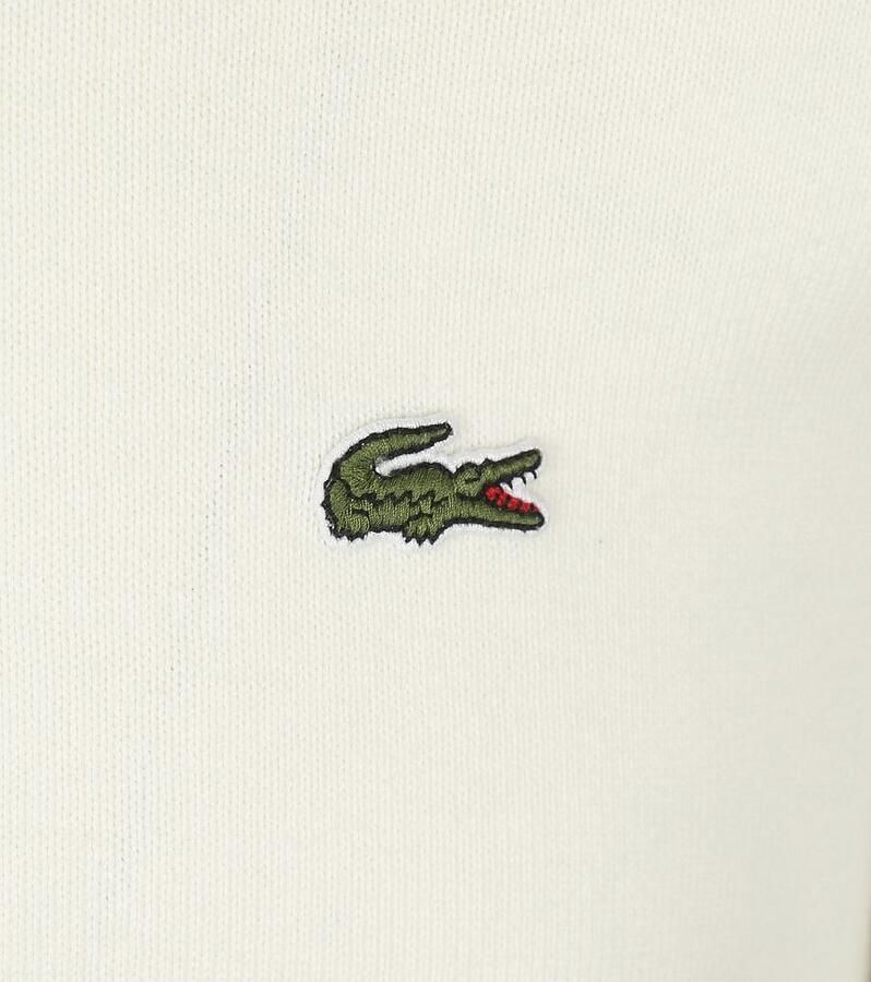 Lacoste Witte Sweater met Geborduurde Krokodil White Heren