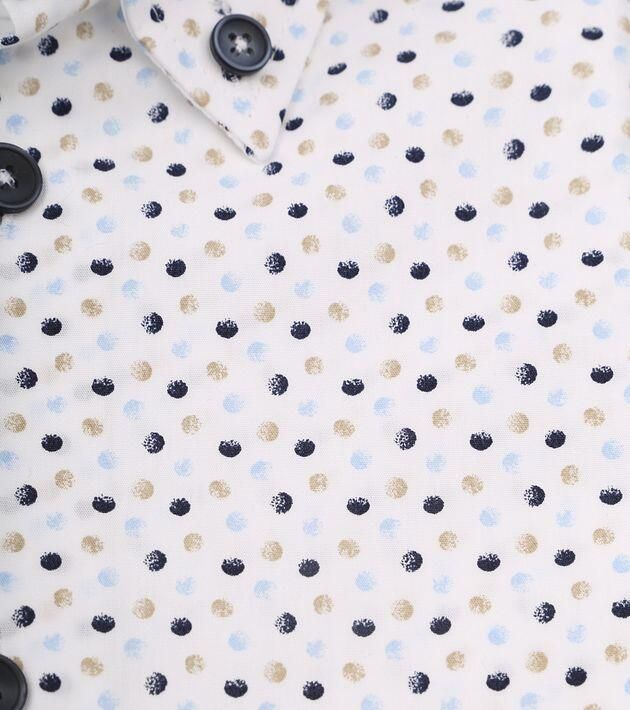Ledub overhemd korte mouw normale fit donkerblauw geprint 100% katoen - Foto 3