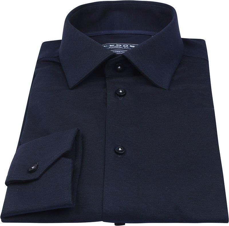 Ledub overhemd stretch donkerblauw effen - Foto 2