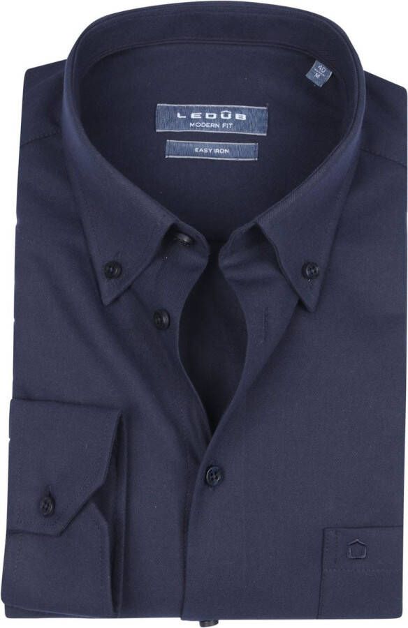 Ledub Donkerblauwe overhemd business Modern Fit normale fit effen